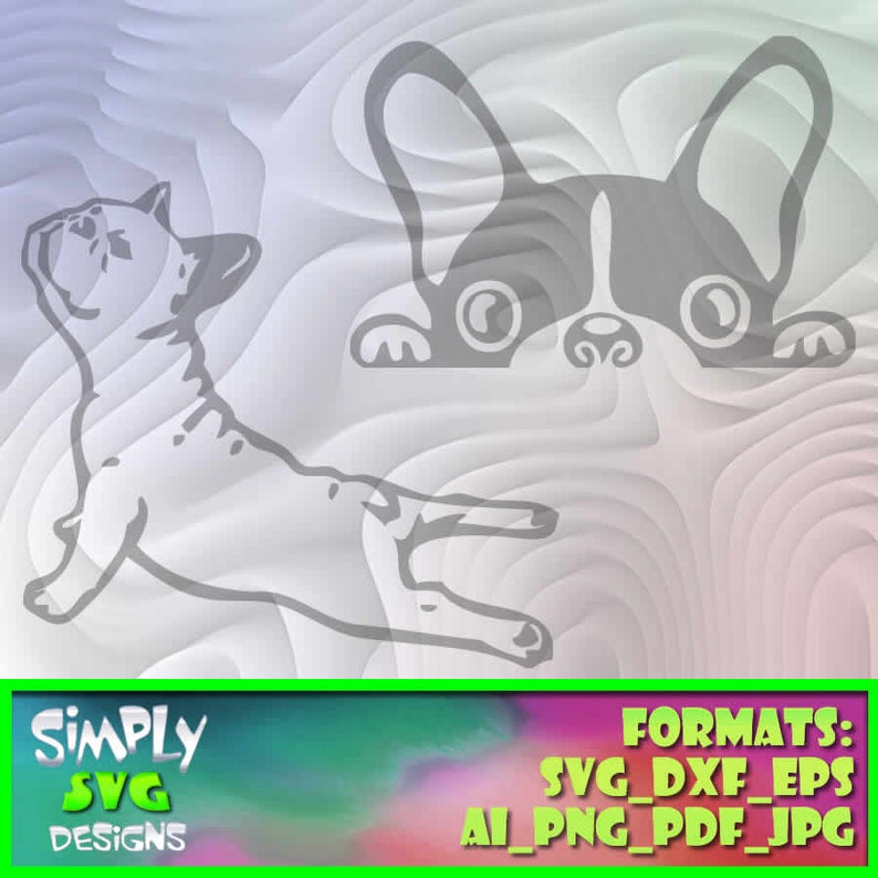 Silhouette Cameo AI etc. for Cricut png French Bulldog Bundle 3 includes SVG dxf; 300dpi Printable eps