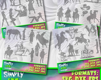 Cowboy Western Bundle 9 includes SVG png AI Cameo for Cricut dxf; 300dpi Printable eps etc. Silhouette