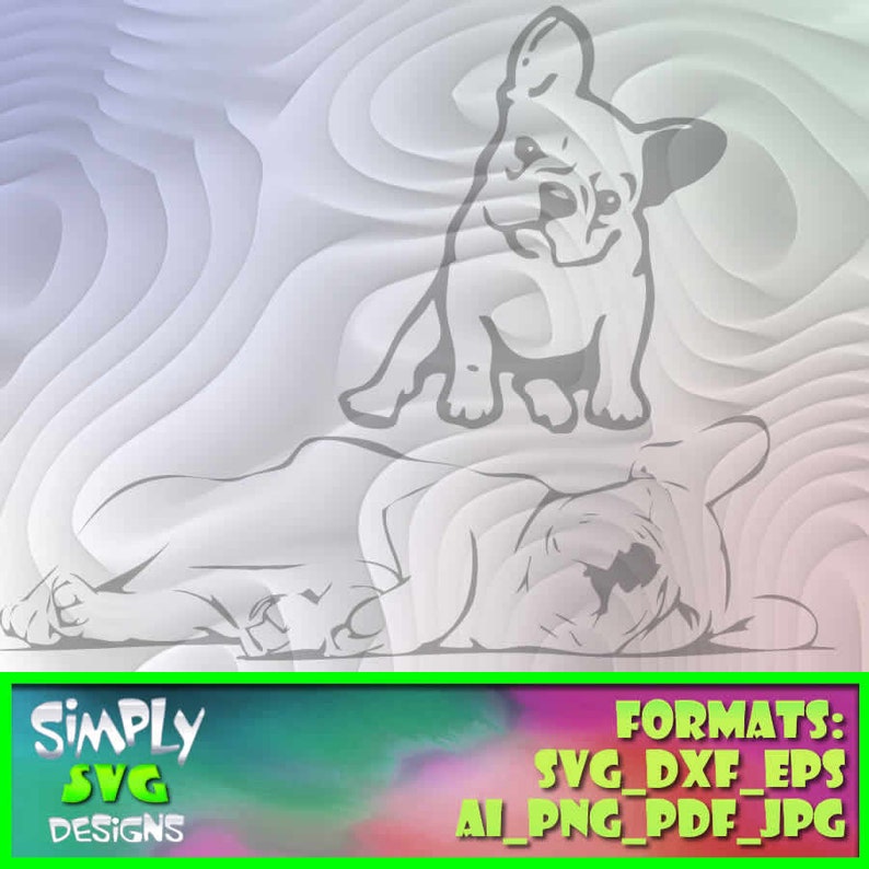 Silhouette Cameo AI etc. for Cricut png French Bulldog Bundle 3 includes SVG dxf; 300dpi Printable eps