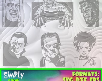 Movie Monsters Bundle 4 includes SVG, eps, png, AI, dxf; 300dpi Printable, for Cricut, Silhouette, Cameo, etc.