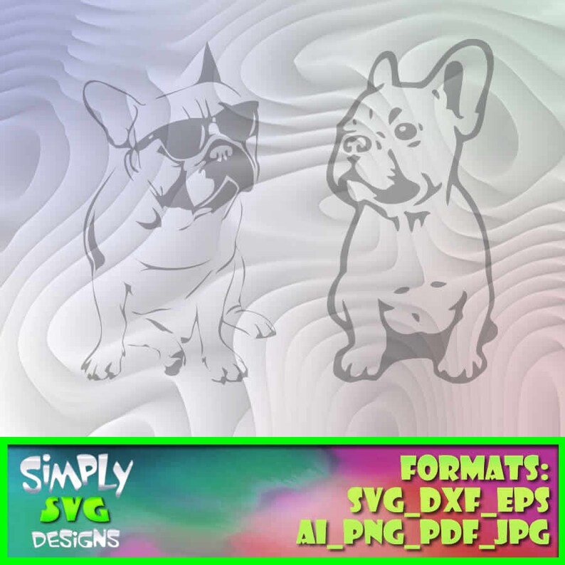 Silhouette Cameo AI etc. for Cricut png French Bulldog Bundle 3 includes SVG dxf; 300dpi Printable eps