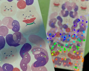 Sticker Sheet · · ·  FREE SHIPPING · Cute designs · Holographic Precut · Decoration · Journal Supplies · Polaroid Aesthetic · Stationary ·