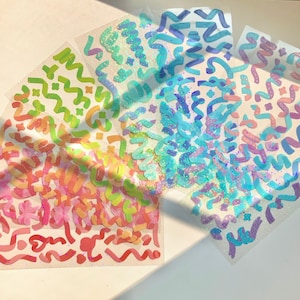 HOLOGRAPHIC - Confetti Polaroid Sticker Sheet | Kpop | Holo Glossy Vinyl 8 Colors