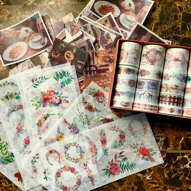 20 Rolls of Washi-Tape Journal Stationary Kit 6 Sticker Sheets Penpal 20 Photo Stickers