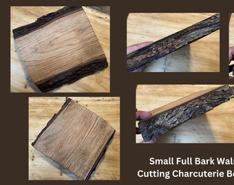 Reclaimed Black Walnut Charcuterie Cutting Board Live Edge Full Bark Hand Hewn Highland Handmade Chef board #2