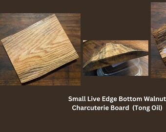 Reclaimed Walnut Charred Live Edge Charcuterie Chef's Cutting Board Hand Hewn Highland Handmade Tong Oiled Full Live edge bottom