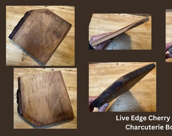 Bark On Cherry Wood Charcuterie Board Reclaimed Hand Hewn Highland Handmade Live Edge #1