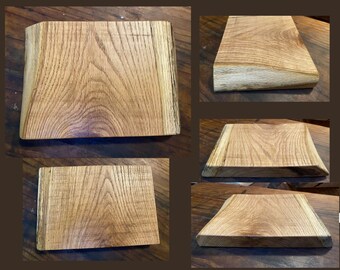 Small Reclaimed Thick Oak Charcuterie Chef's Cutting Board Stained Spalted Live Edge Hand Hewn Highland Handmade