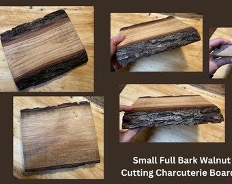 Reclaimed Black Walnut Charcuterie Cutting Board Live Edge Full Bark Hand Hewn Highland Handmade Chef board #1