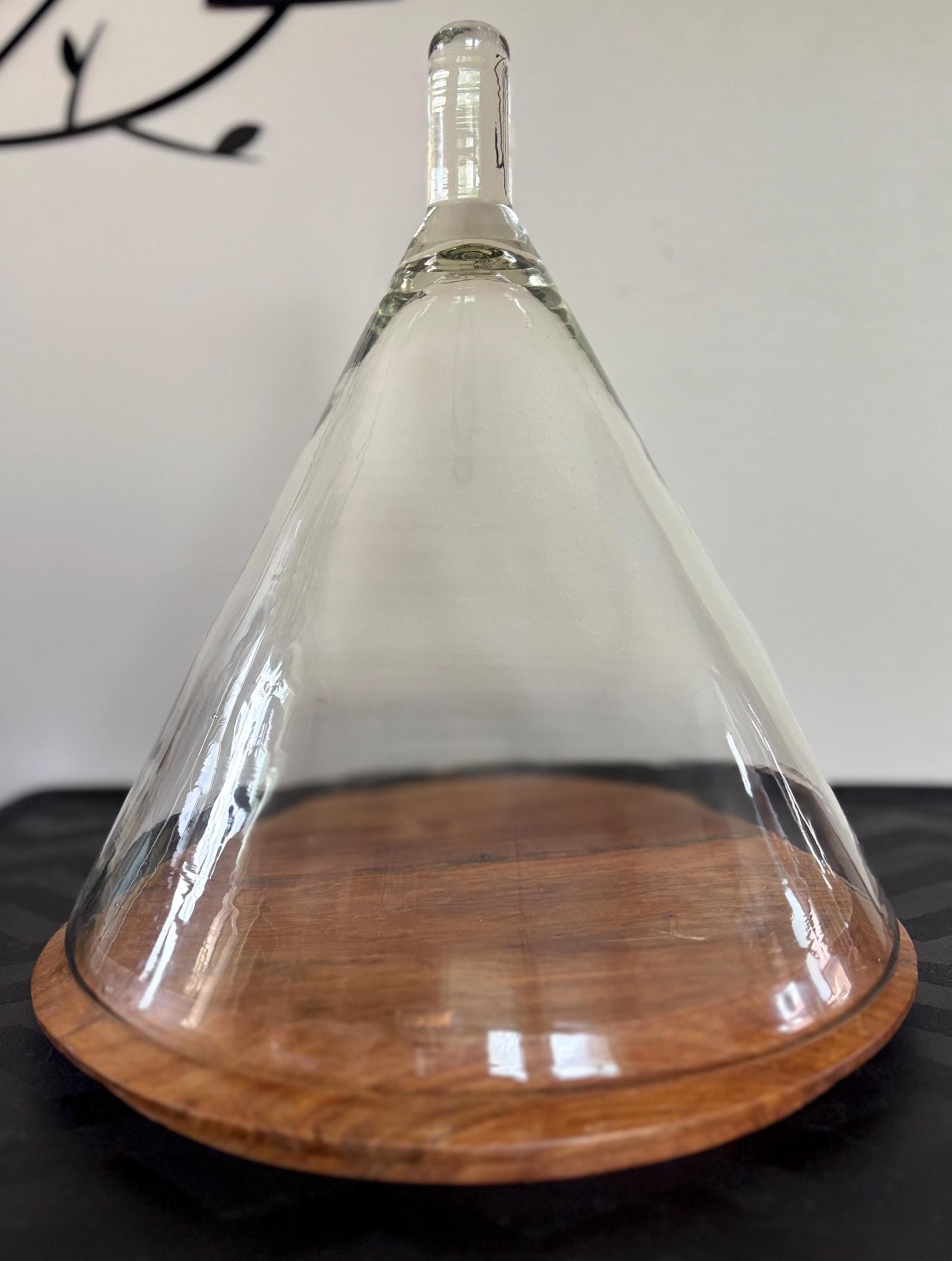 Glass Cone Shaped Cloche With Wooden Base - Etsy