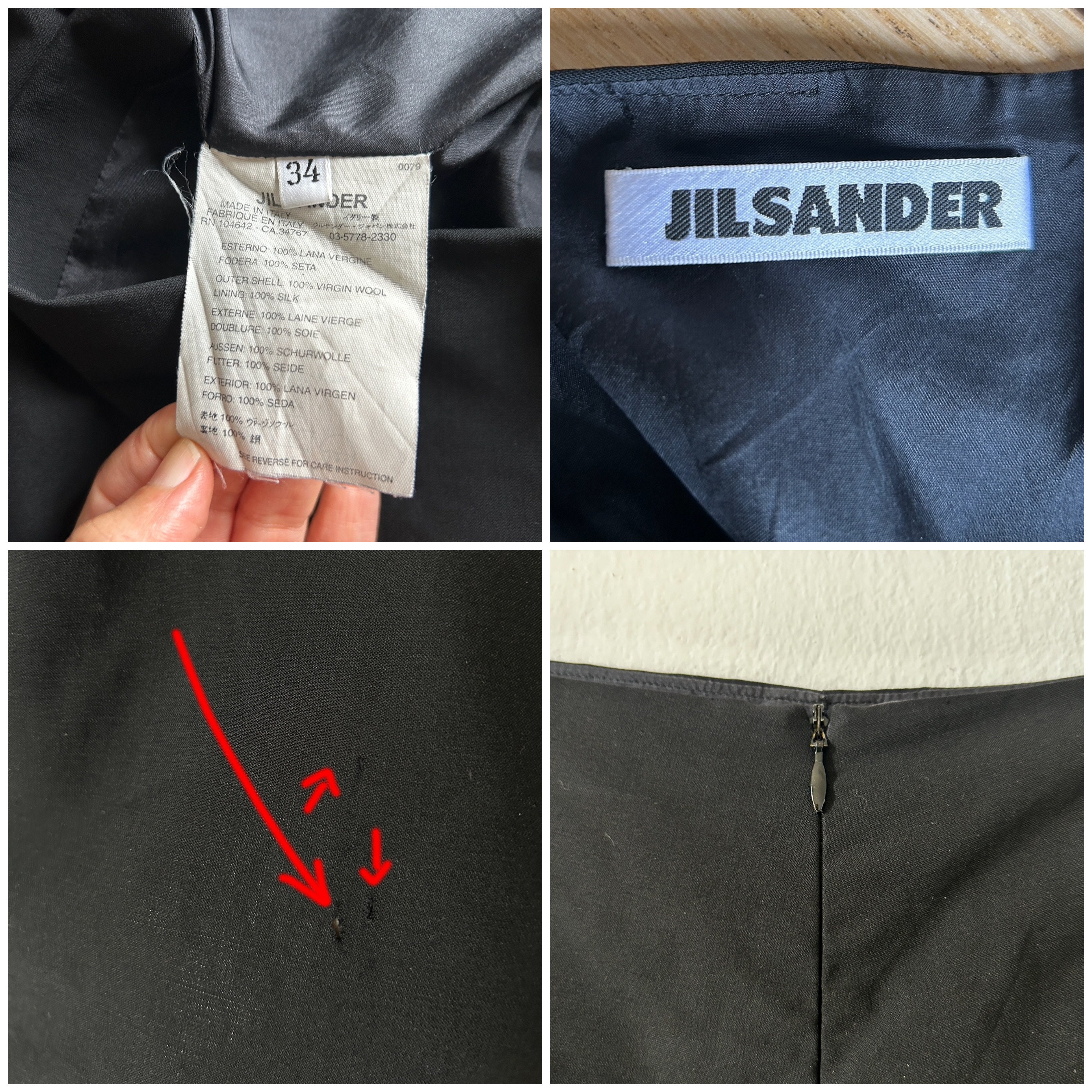 90年代ジル・サンダー ウール ペンシルスカート：ヴィンテージ ハイ