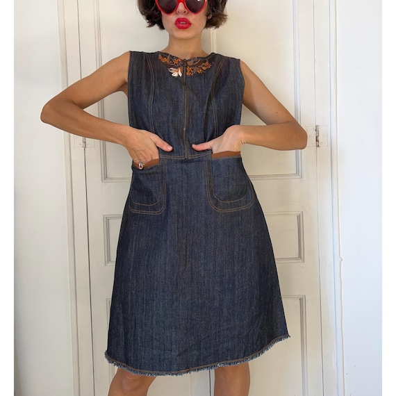 vintage 70s denim dress 1970s Blue Denim Shirt Dress