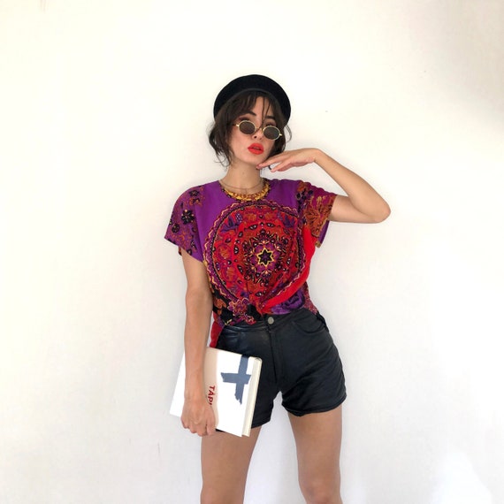 Scarf print top. Psychedelic print t-shirt