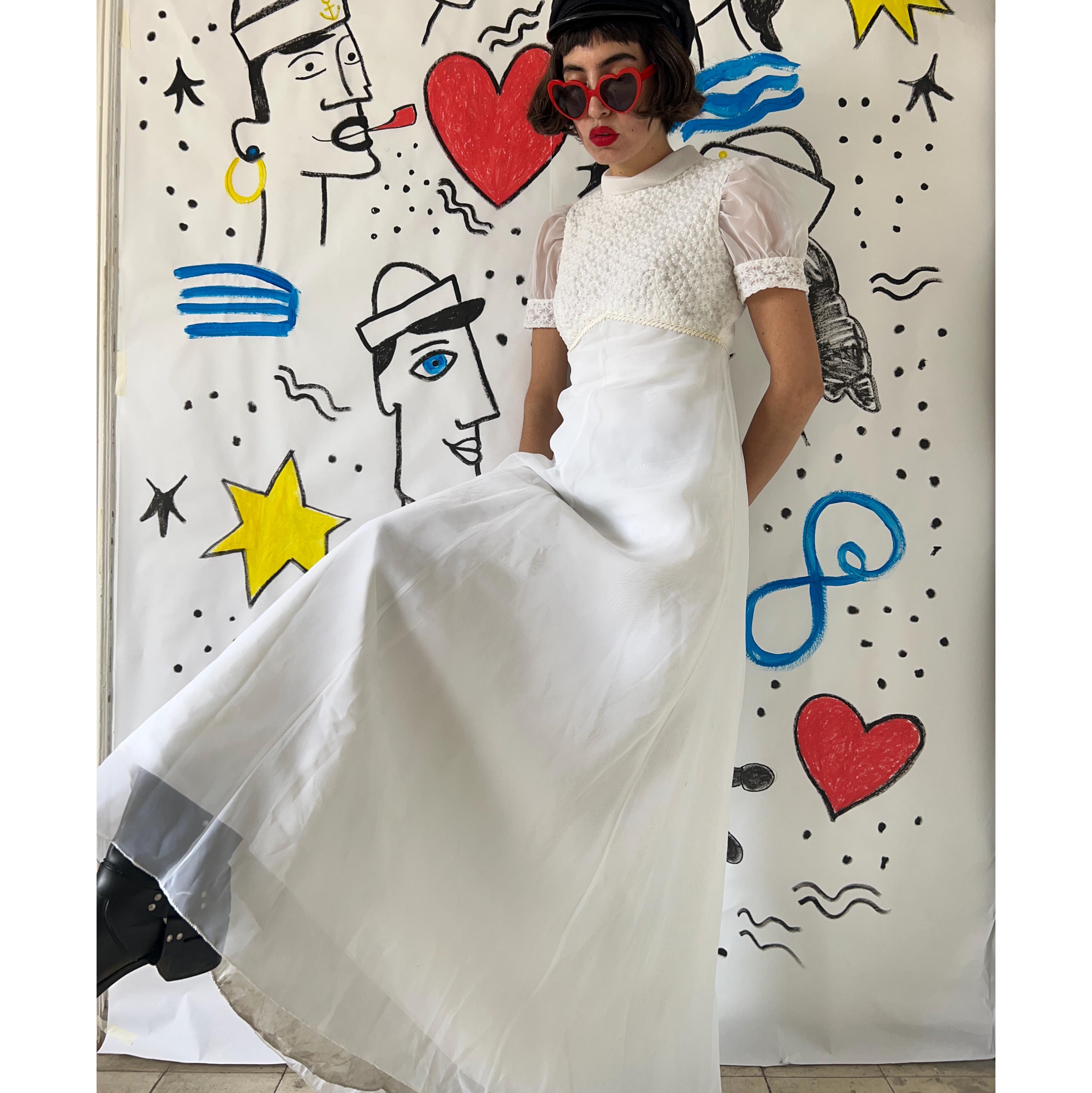 calvin klein dress sleeveless pleated a line White Chiffon Tulle Long Puffy Sleeves A-line With Side Beach Wedding –  clover sew