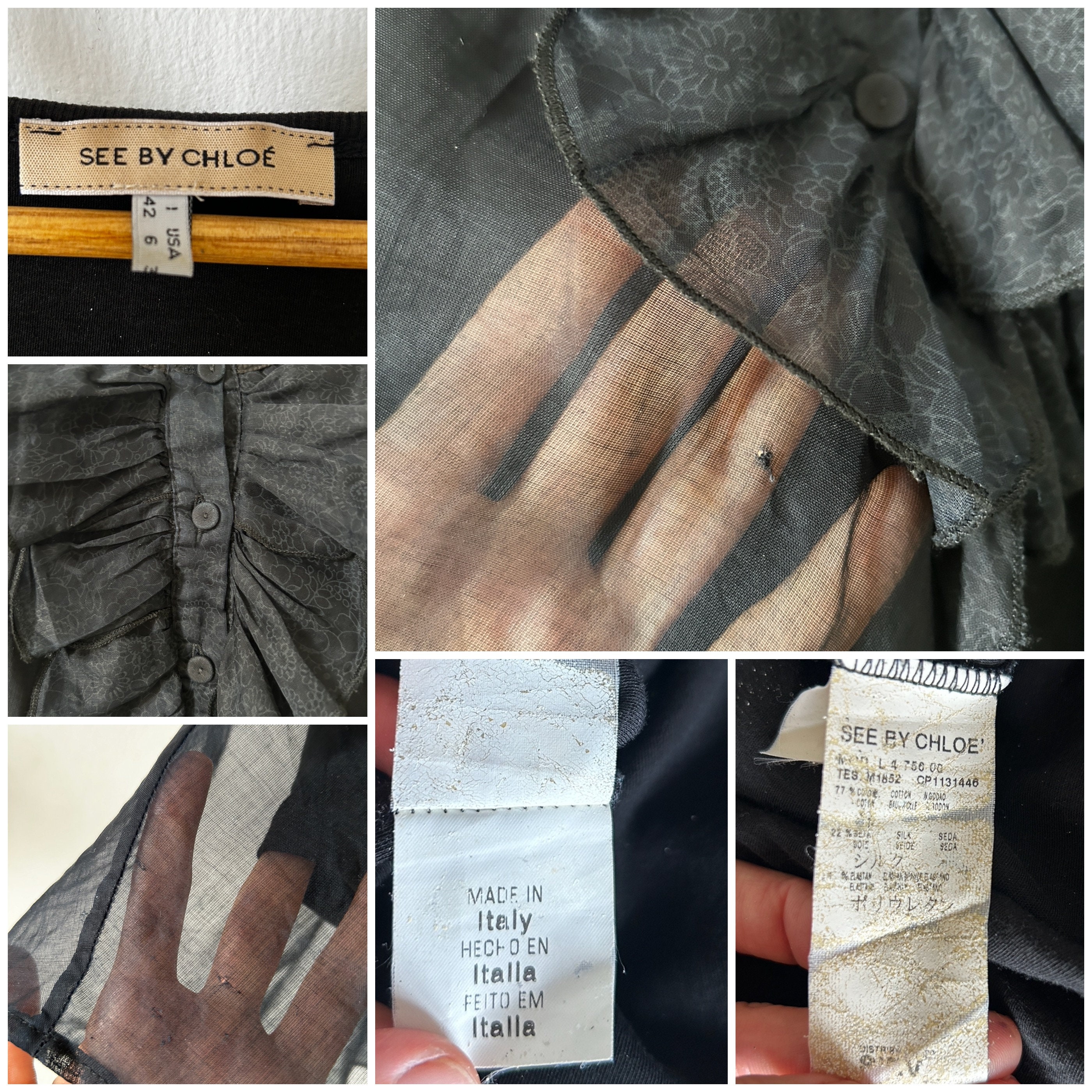 Tシャツ・カットソー CHLOE' Silk top Chloé V Neck Top In Silk Satin & Lace | Chloé US