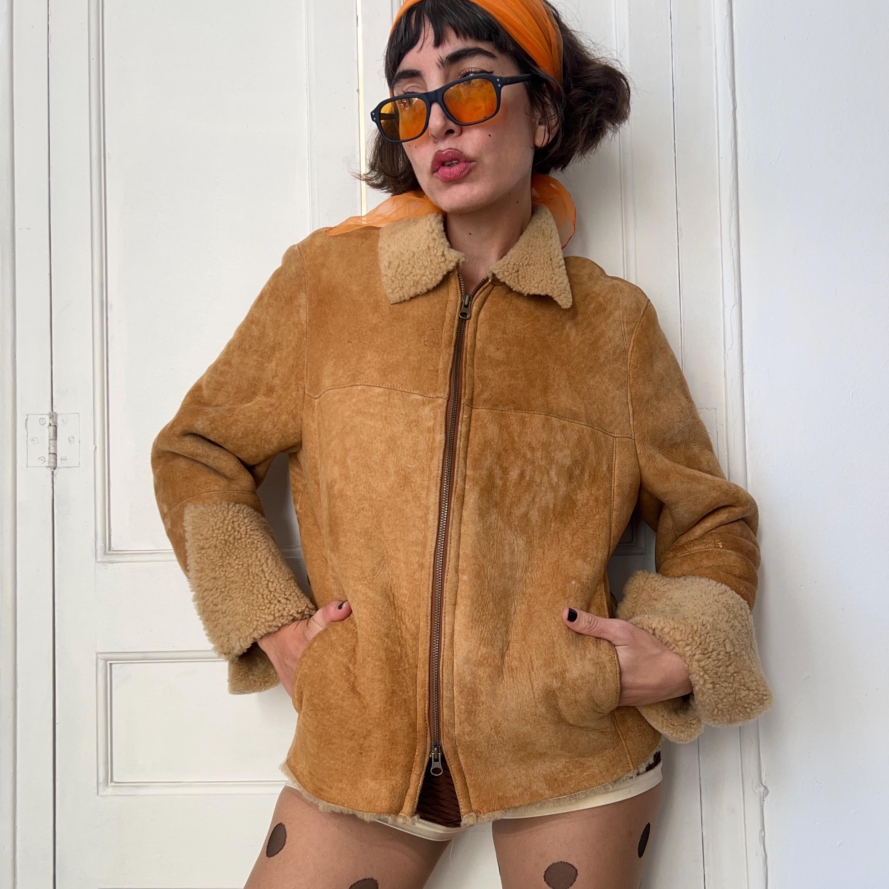 Vent Couvert Paris Shearling Jacket: 2000s Lambskin Cropped Flight Coat, Size M