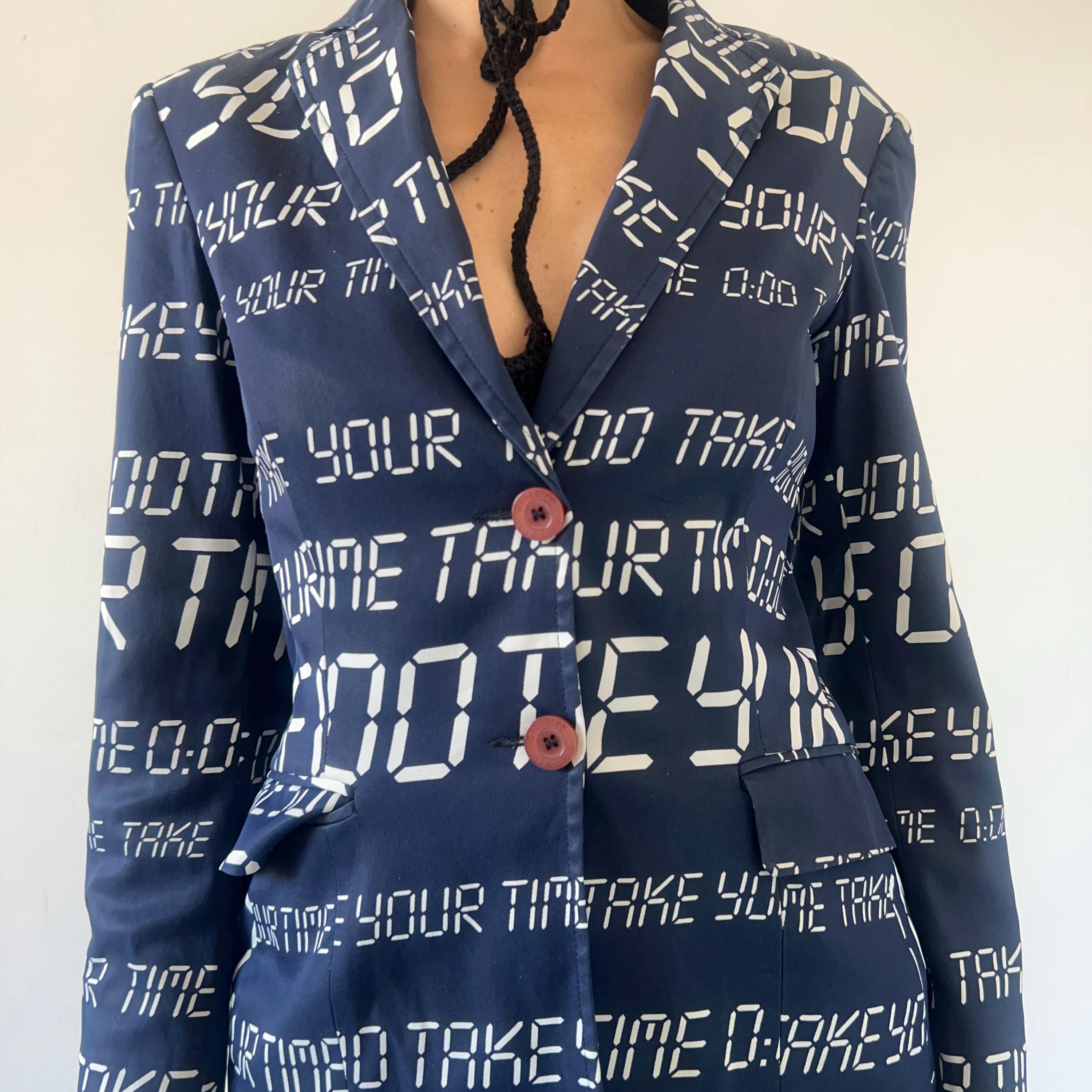 Vintage 90s Moschino Jeans Blazer – Clock Print Jacket, Italian