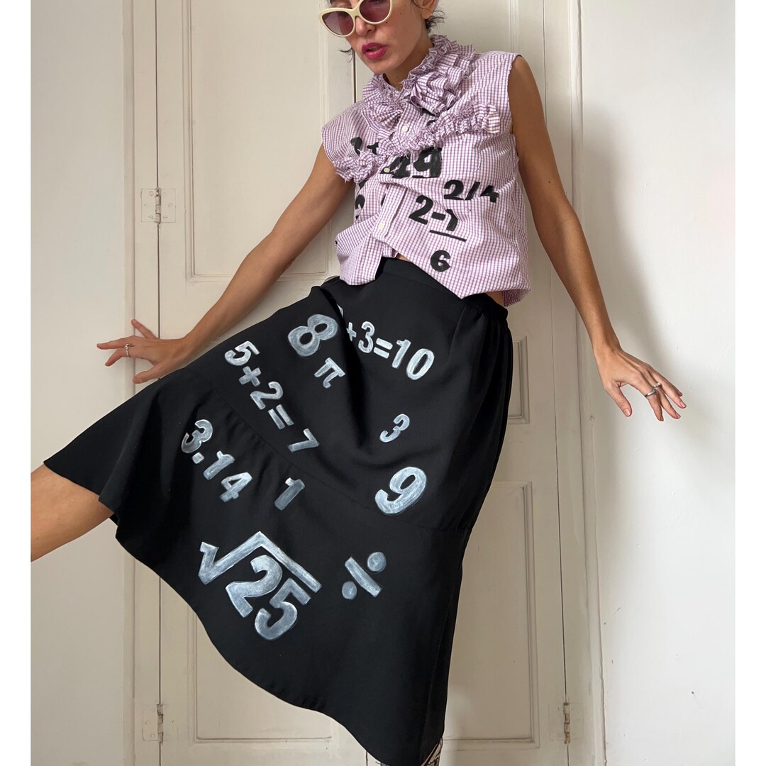 Hand-painted Math Equation Skirt Set | Ruffled Blouse, Upcycled Two ...