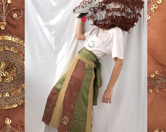 未使用✳️シスタージェーン Twirl Embroidered BowTop Vintage Patchwork Wrap Skirt, Y2k 2000s Hand Embroidered