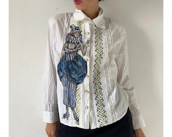 【CPGN STUDIO】Pierrot printing Embroidery Short Sleeve Masato Kawajo | 🔫 Pulp Fiction in Japanese Boro Sashiko