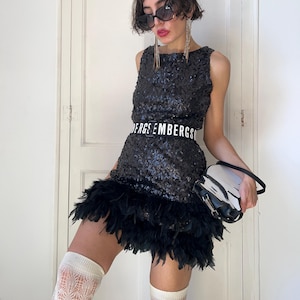 princess polly baby blue dress Moonbeam Dazzle Sequin Halter Mini Dress Black main image 0