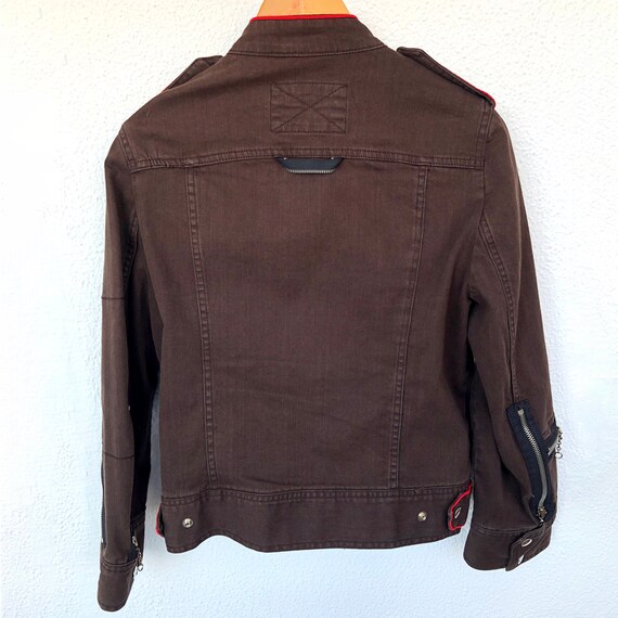 MARC JACOBS Vintage Denim Biker Jacket, Y2K Brown… - image 9
