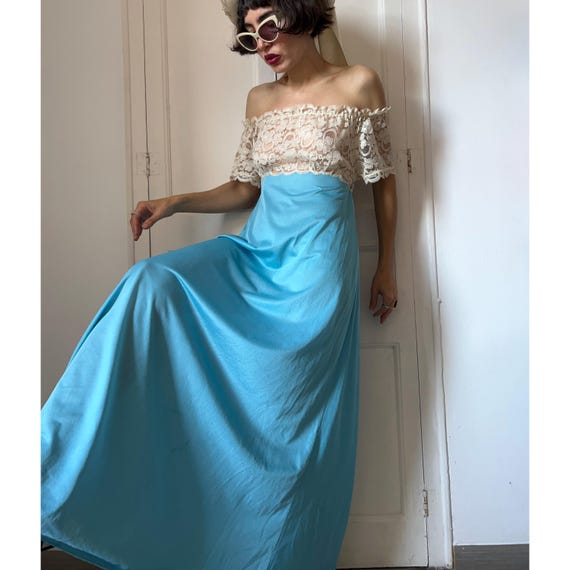 90s maxi slip dress Vintage Blue Satin Fall How to Wear a creating a classic and Size:custom