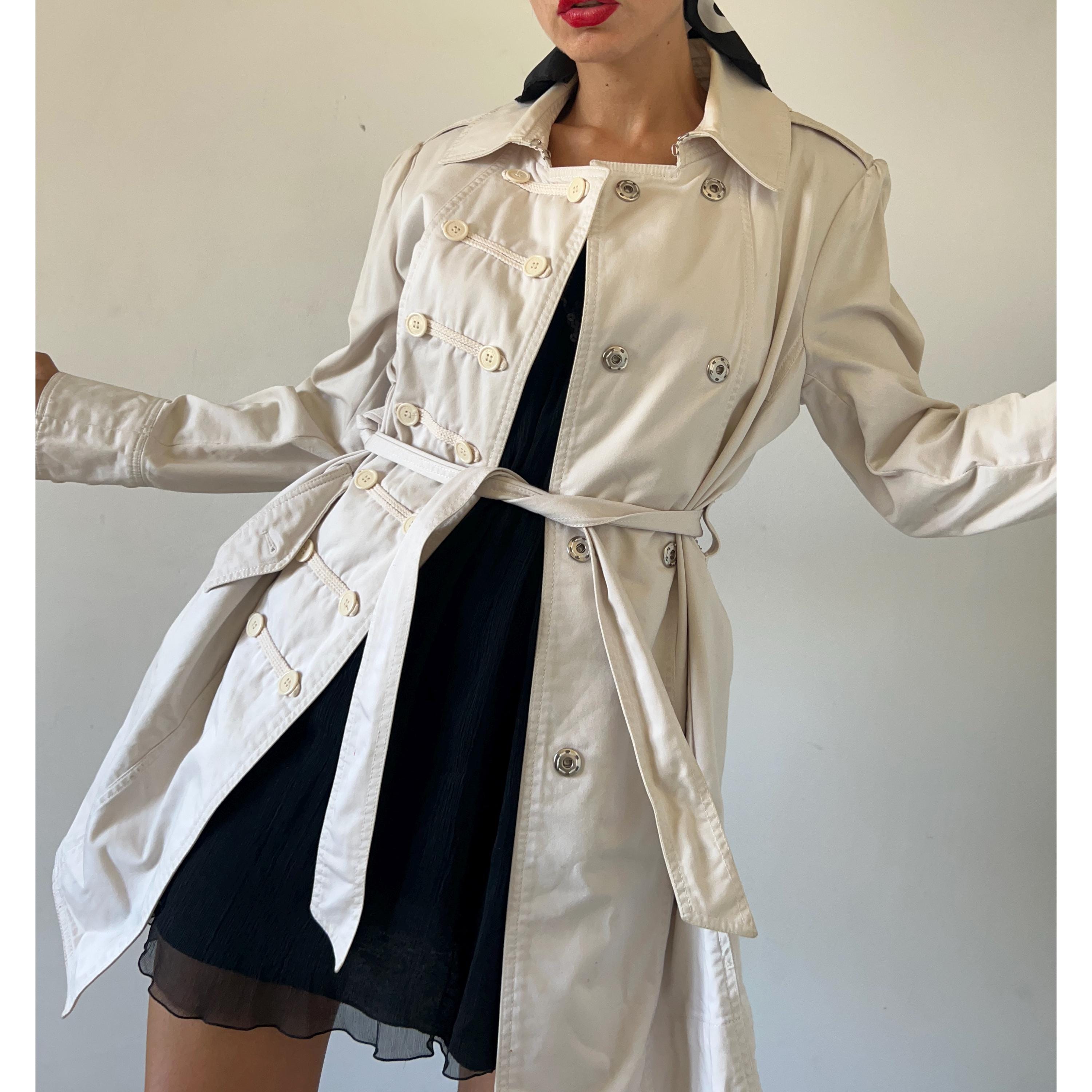 Vintage MARC JACOBS Trench Coat, Y2K 2000s Minimalist White
