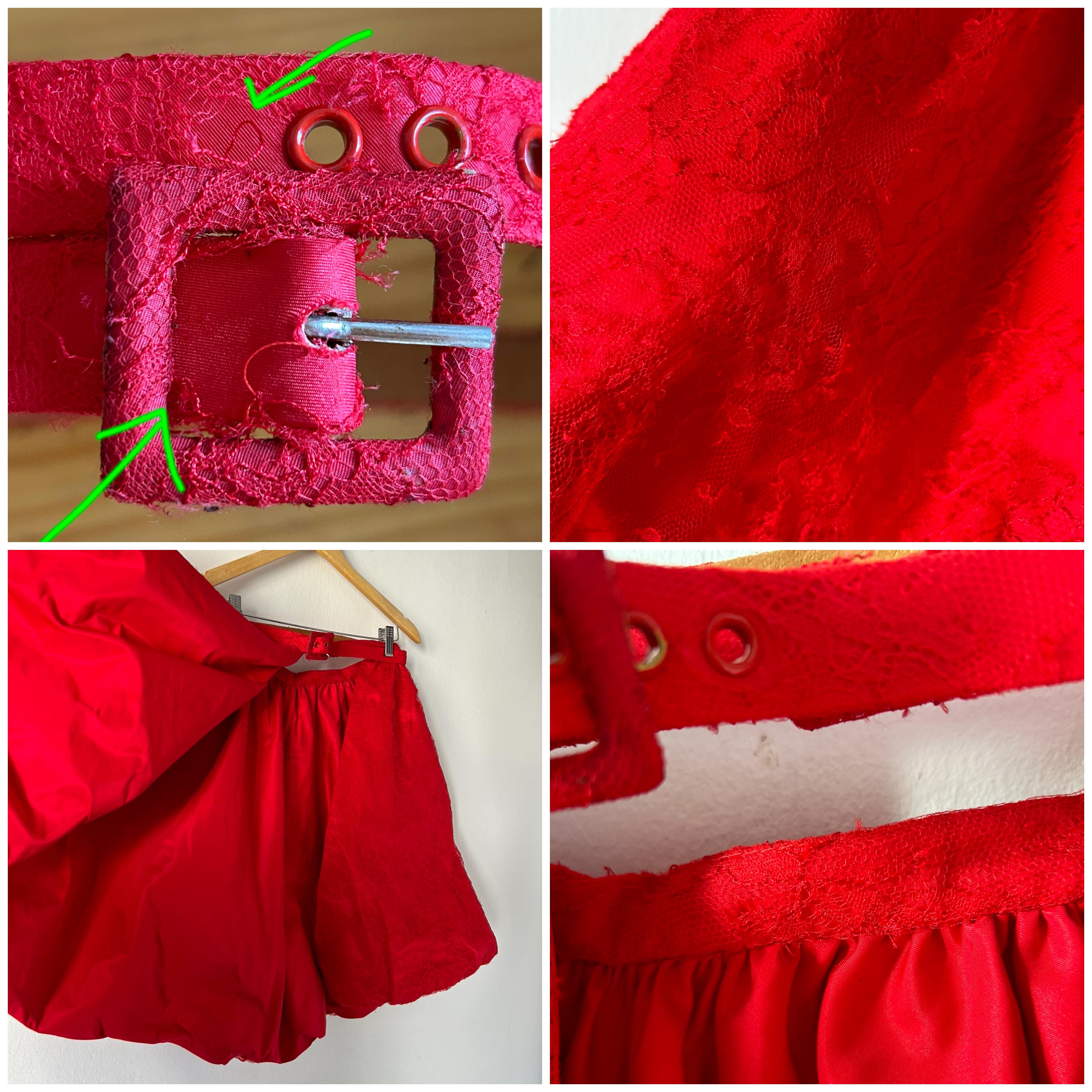 Vintage Red Lace Bubble Skirt, 80s Couture High Waisted Vintage Red Lace Bubble Skirt, 80s Couture High Waisted