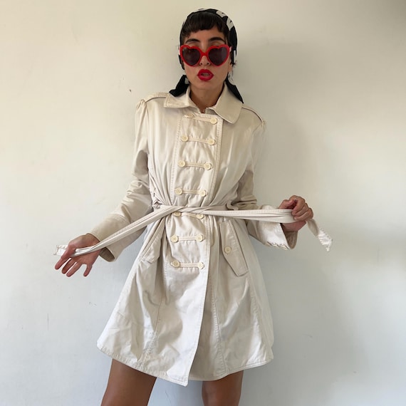 ☆marc by marc jacobs SLIM TRENCH COAT Vintage MARC JACOBS Trench Coat, Y2K 2000s Minimalist White