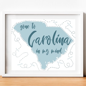 Gone to Carolina - South Carolina Illustration - Printable *INSTANT DOWNLOAD* - blue