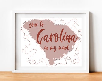 Gone to Carolina - South Carolina Illustration - Printable *INSTANT DOWNLOAD* - garnet