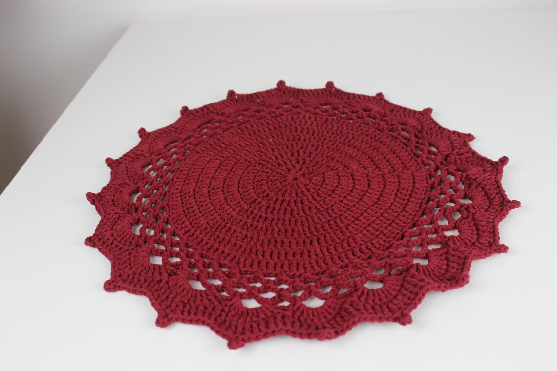 Knitted round placemats crochet table mats for dining tables Etsy