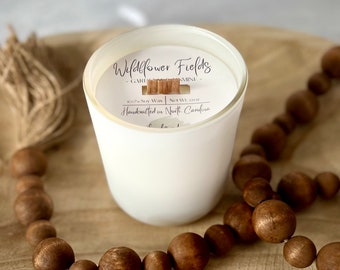 Wildflower Fields | Wooden Wick Candle | Spring Candles | Soy Candle | 12oz Candle | Hand Poured | 100% Soy Wax | Wooden Wick