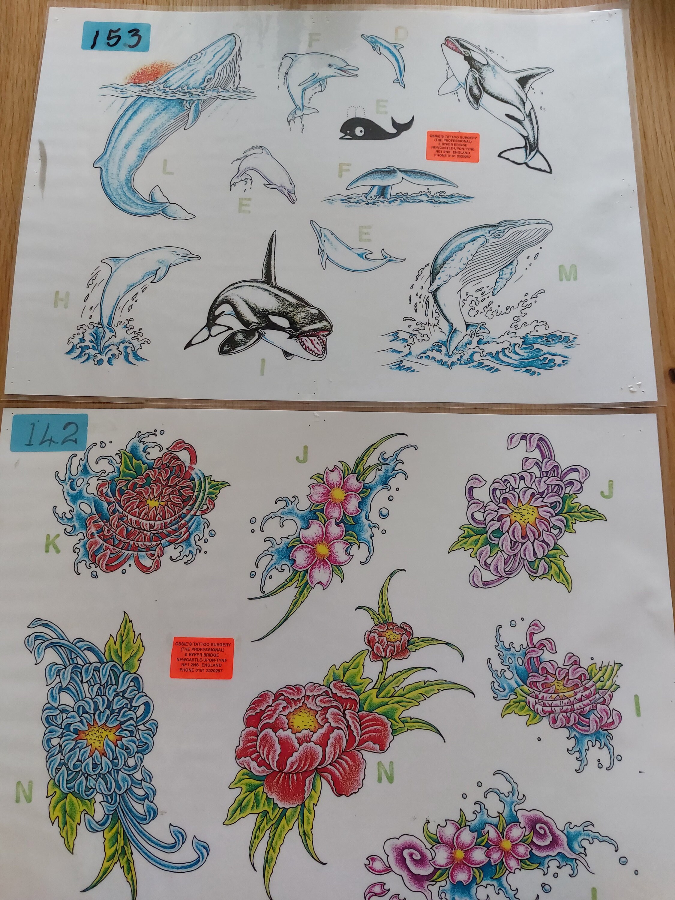 Lot 29) Vintage Tattoo flash art paper sheet Kelly Gormley