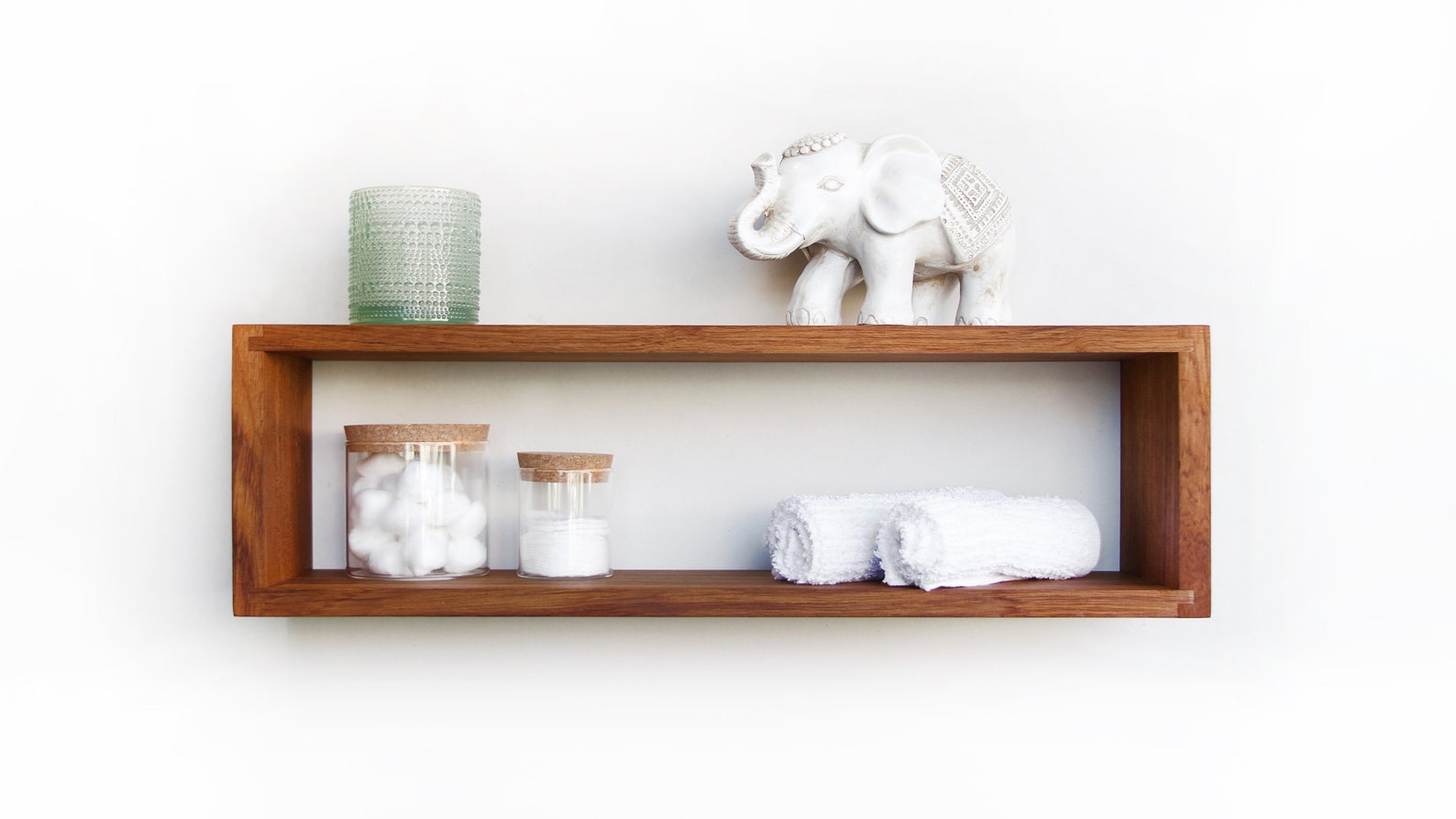 Floating Teak Rectangular Box Shelf Solid Wood Modern Hidden Etsy