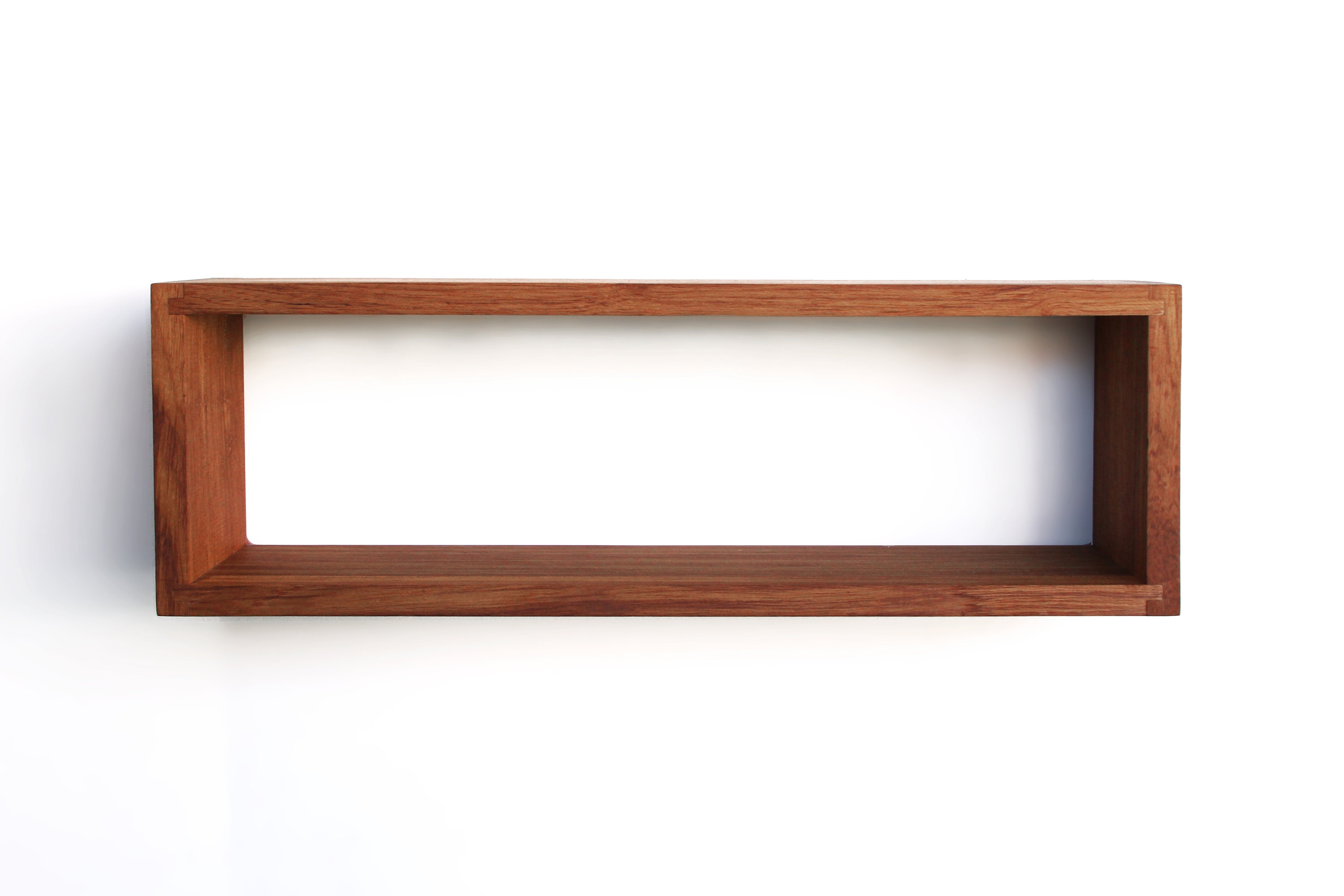 Floating Teak Rectangular Box Shelf Solid Wood Modern Hidden Etsy