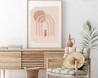 Boho Dog Art Print Download, Dog Art, Pet Art, Dog Lover Art, Minimalist Dog Art, Koda Rainbow
