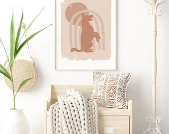 Boho Dog Art Print Download, Dog Art, Pet Art, Dog Lover Art, Minimalist Dog Art, Nala Rainbow