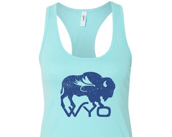 Women's Summer Blues Bison Fly Racerback Tank