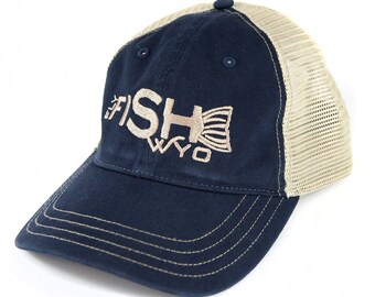 Fishtail Baseball Trucker Hat - Navy