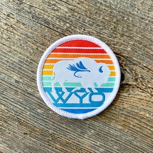 Sunset Bison Fly Iron-On Patch