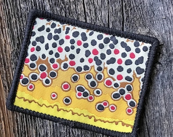 Brown Trout Pattern Wyoming State Shape Iron-On Patch