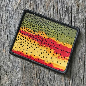 Cutthroat Trout Pattern Wyoming State Shape Iron-On Patch