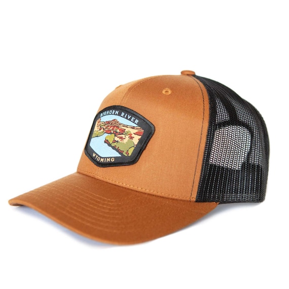 Youth Brook Trout Pattern Patch Hat - Wyoming Fly Fishing Hat Brown