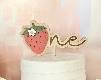 Strawberry Cake Topper: Berry First Sweet One First Birthday Decor