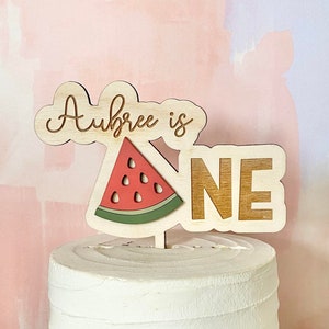 Watermelon Cake Topper with Personalized Name, One in a Melon Cake Topper, Boho Style Cake Topper, First Birthday Decorations, 1st Birthday