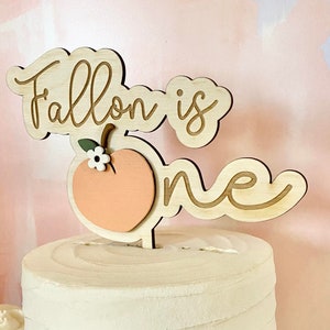 Sweet One Birthday Cake Topper Customized with Name, First Birthday Decor, 3D Wood Cake Topper, Peach Themed Birthday, Boho Cake Topper