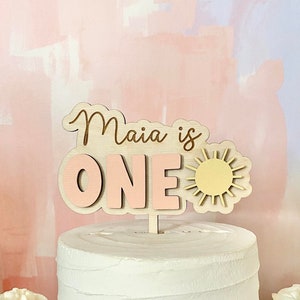 Personalized Sun ONE Cake Topper: Boho First Birthday Decor