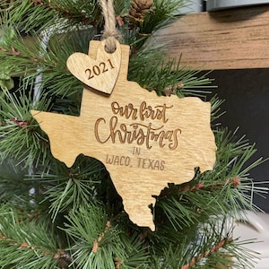 State Ornament, Personalized Christmas Ornament, Customized Location Ornament, Moving Away Gift, Family Ornament,